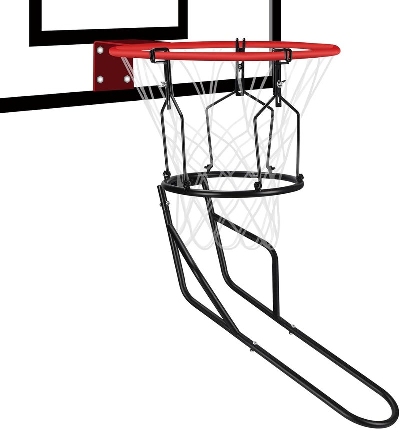 GADFISH Basketball Return Attachment, Heavy Duty Basketball Rebounder with 3 Stable Large Hooks, Durable Basketball Accessories for 18" Rim Basketball Training, Black - Image 1